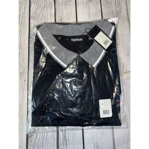 Big Dude Black Polo Short Sleeve, Size 4XL, Preppy, Golf